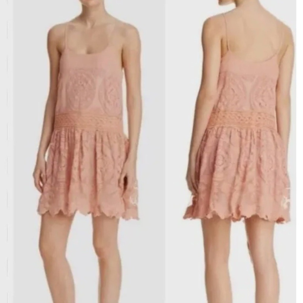 Jen's Pirate Booty Size XS Peach lace spaghetti strap Mini Dress